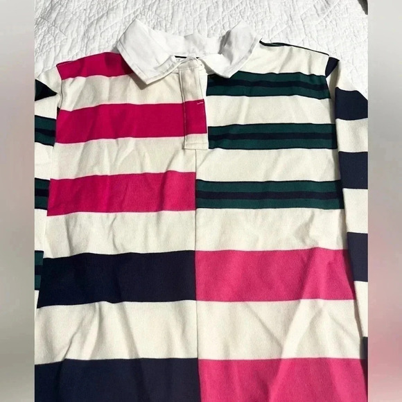 Vineyard Vines Polo Shirt Girls Rugby Pink Green Long Sleeve NWT Size XL - Picture 2 of 11